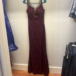 Red floor length gown